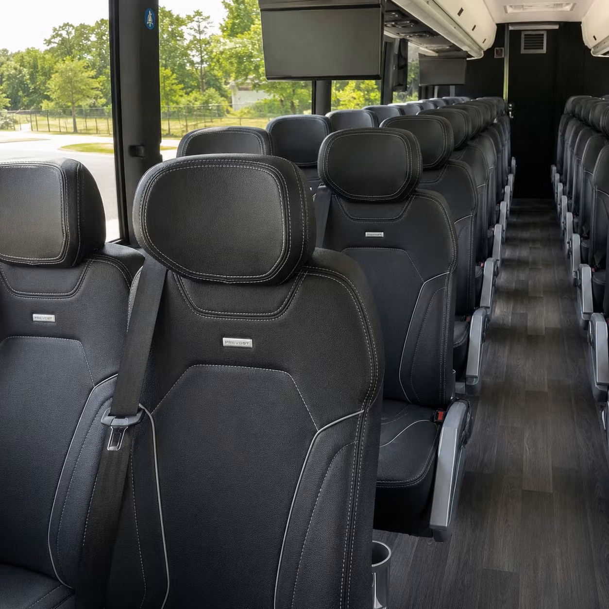 56 passenger charter bus inside